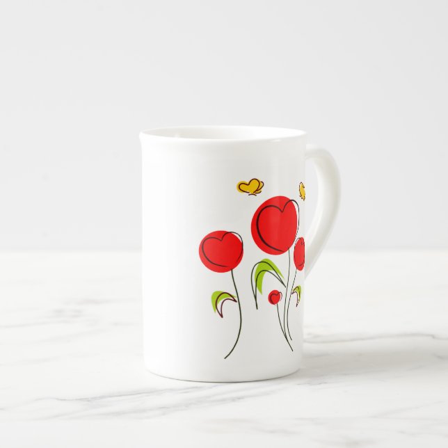 Tasse En Porcelaine Tulipes cardiaques - Bougs spécialisés (Devant droit)