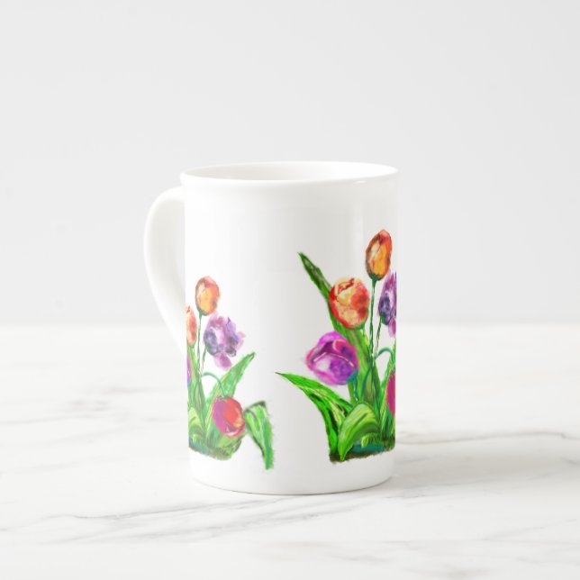 Tasse En Porcelaine Tulipes d'eau (Devant gauche)