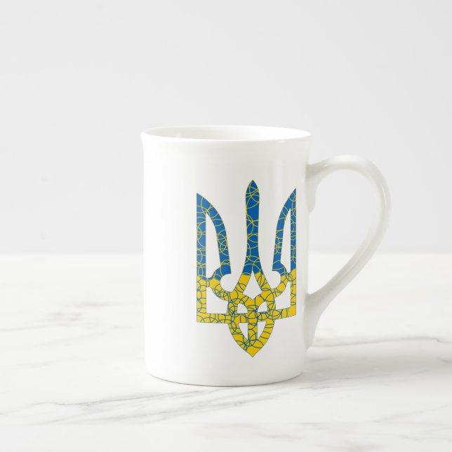 Tasse En Porcelaine Un trident ukrainien texturé drapeau d'Ukraine cou (Droite)