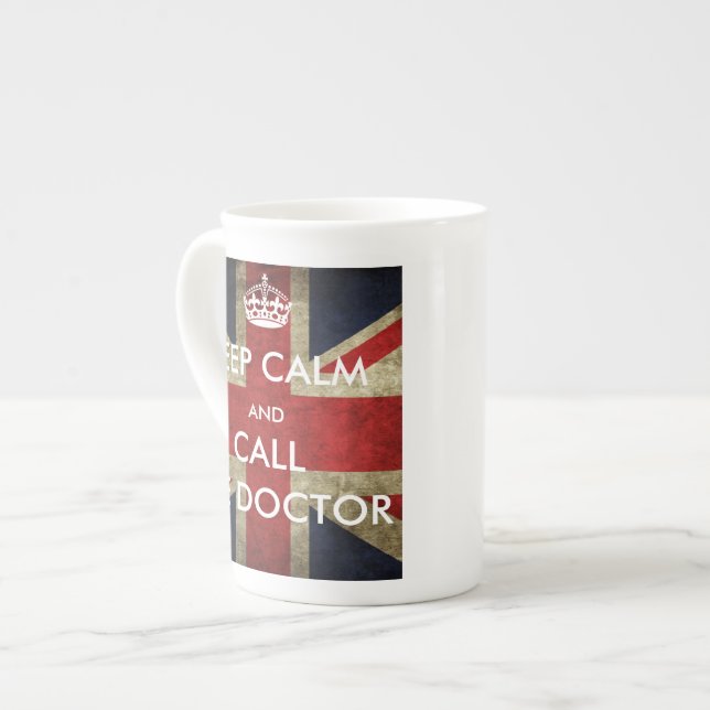 Tasse En Porcelaine Union Jack britannique gardent le calme et (Devant gauche)