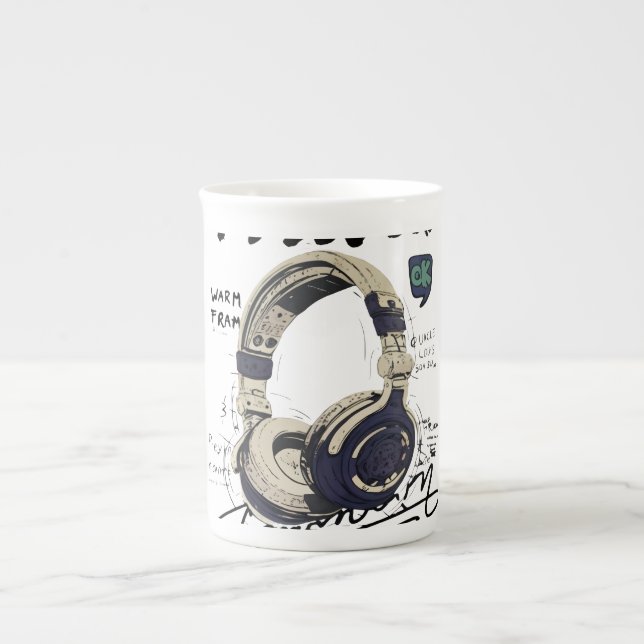 Tasse En Porcelaine Urban Retro Headphone Vibe Illustration (Devant)