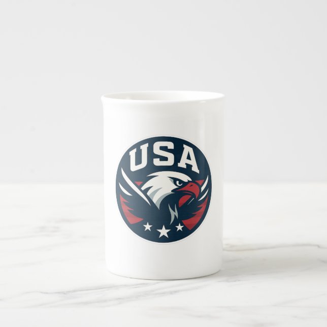 Tasse En Porcelaine USA Eagle Roundel — Emblème sportif agressif (Devant)