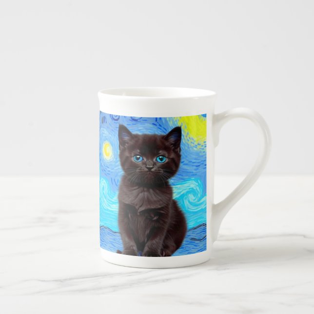 Tasse En Porcelaine Van Gogh Starry Night Black Cat (Droite)