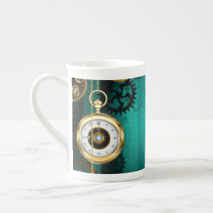 Tasse En Porcelaine Veille bijoux Steampunk sur un Arrière - plan vert
