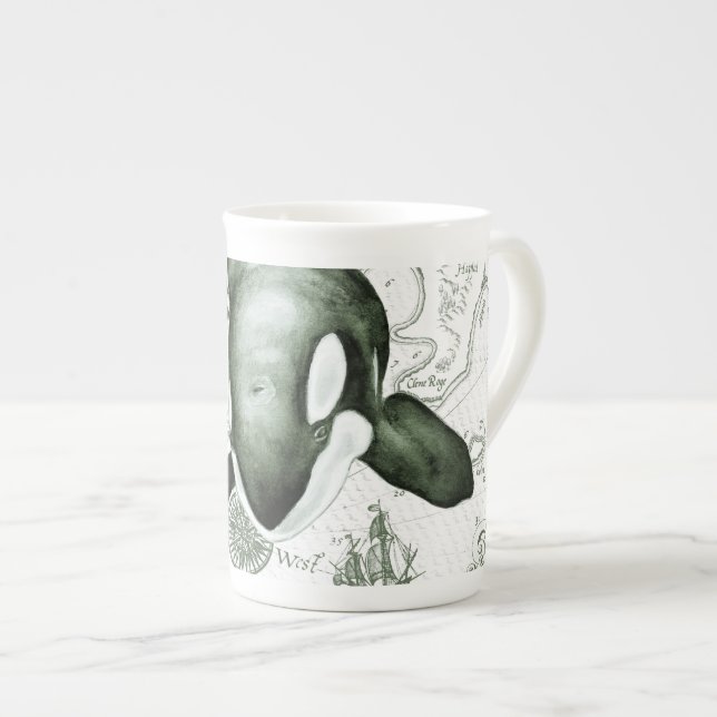 Tasse En Porcelaine Vert de carte d'orque (Devant droit)