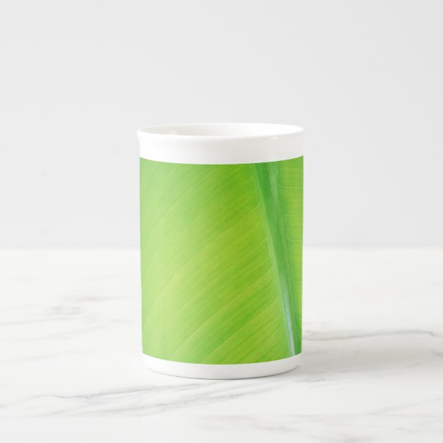 Tasse En Porcelaine Vert dégradé de la feuille de bananier Nom du moti (Devant)