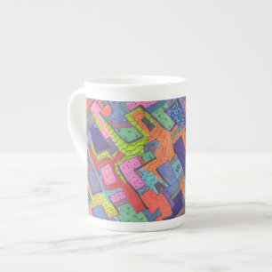Tasse En Porcelaine "Ville en ruines" Art Abstrait