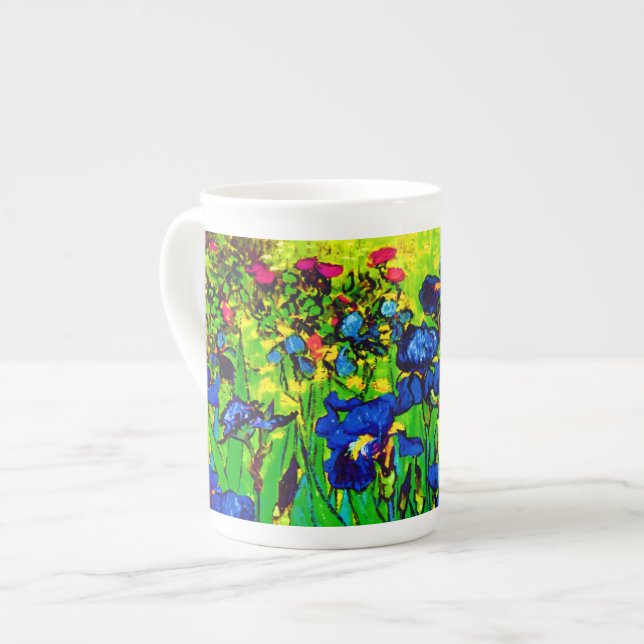 Tasse En Porcelaine Vincent Van Gogh - Irises - Art pop de fleurs (Devant gauche)