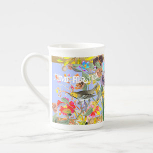 Tasse En Porcelaine Vintage Bohemian Songbirds Périwinkle