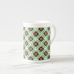 Tasse En Porcelaine Vintage Rouge Vert Blanc Barcelone Floral