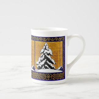 Tasse En Porcelaine Vintage Winter Snow Evergreen Tree