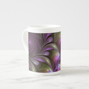 Tasse En Porcelaine Violet Abstrait violet violet kaki fractal