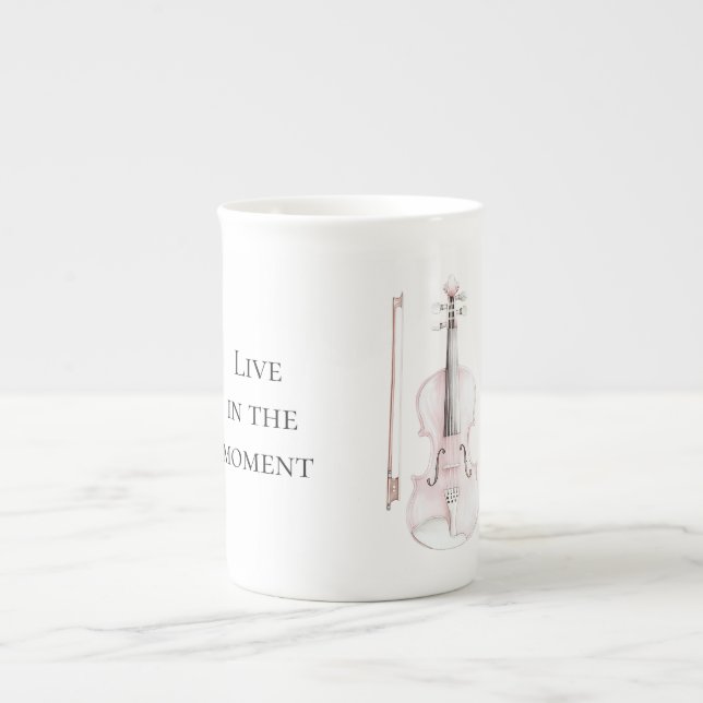 Tasse En Porcelaine Violon Rose Blush (Devant)