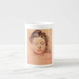 Tasse En Porcelaine Visage d'une fille qui dort (par Frantisek Kupka)