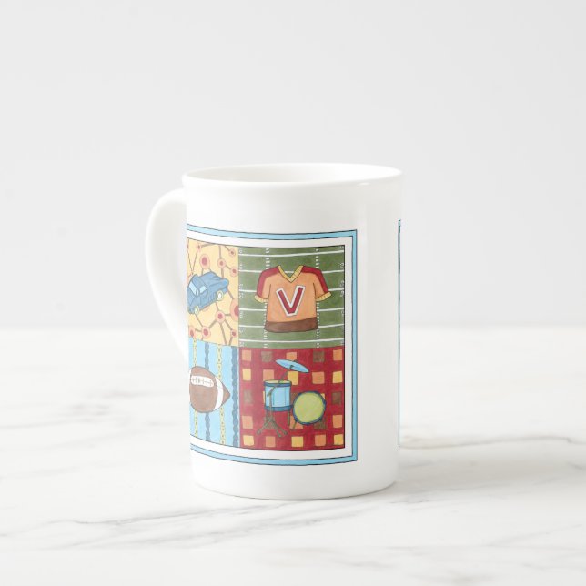 Tasse En Porcelaine Voiture, Jersey, Football et Kit Drum (Devant gauche)
