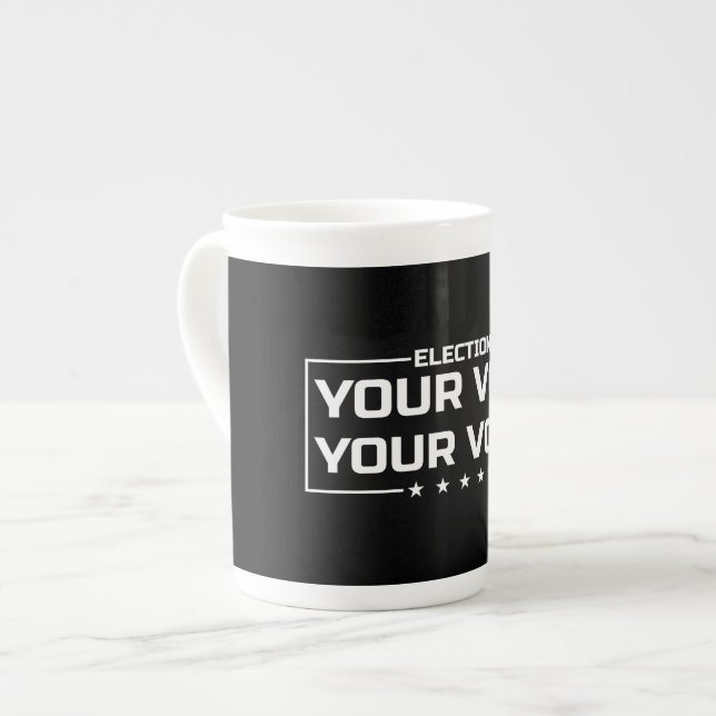Tasse En Porcelaine Votre vote Votre police blanche de voix (Devant gauche)
