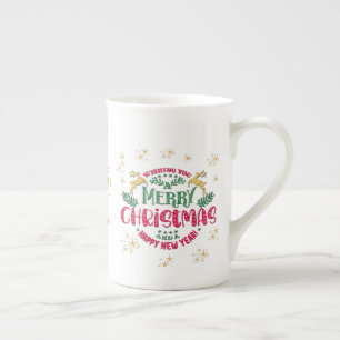 Tasse En Porcelaine Vous souhaitant un Joyeux Noël et une Bonne Année