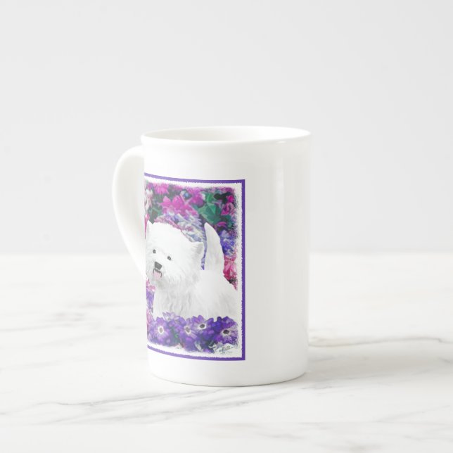 Tasse En Porcelaine West Highland White Terrier Peinture Chien Art (Devant gauche)