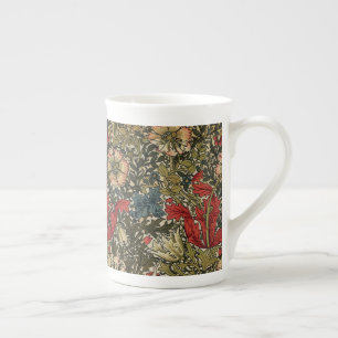 Tasse En Porcelaine William Morris Élégant motif floral rouge vert