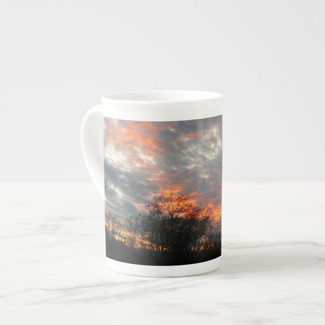 Tasse En Porcelaine Winter Sunset Nature Paysage Photographie (Devant gauche)