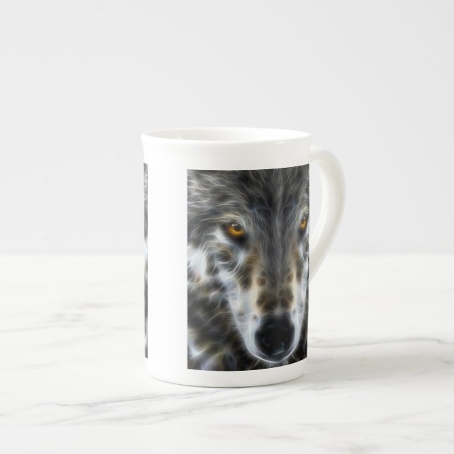 Tasse En Porcelaine Wolf Portrait graphique inspiré (Devant droit)