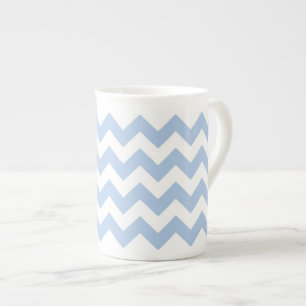 Tasse En Porcelaine Zigzag bleu-clair et blanc