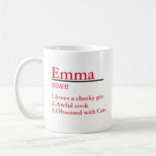 Tasse en satin gris avec définition de nom personn