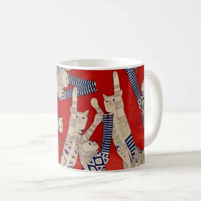 Tasse en tissu félin vintage (Devant droit)