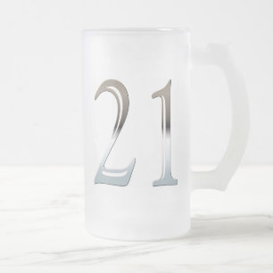 Tasse en verre 21 givré pour le 21ème cadeau