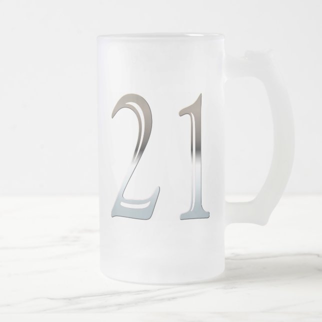 Tasse en verre 21 givré pour le 21ème cadeau (Droit)