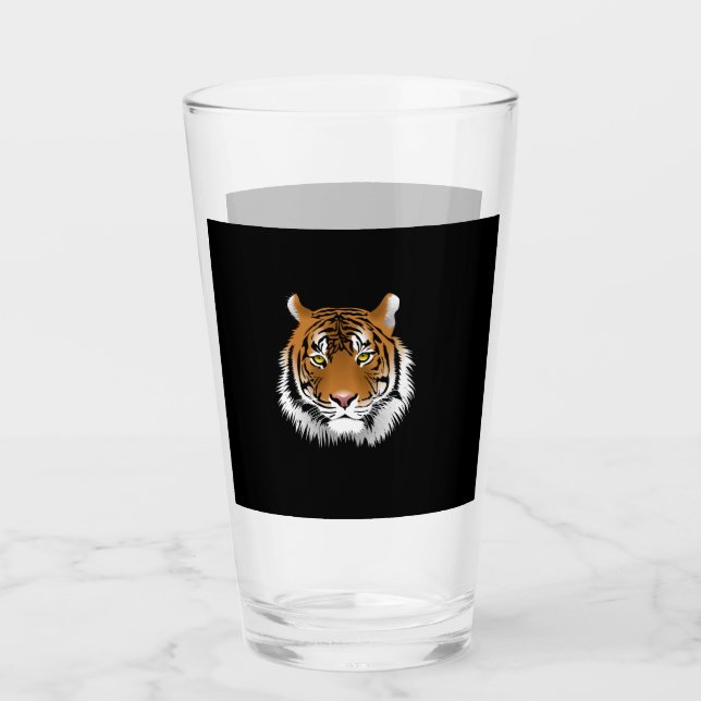 Tasse en verre à visage de tigre (Devant)
