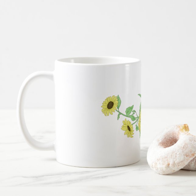Tasse en verre avec design tournesol (Avec donut)