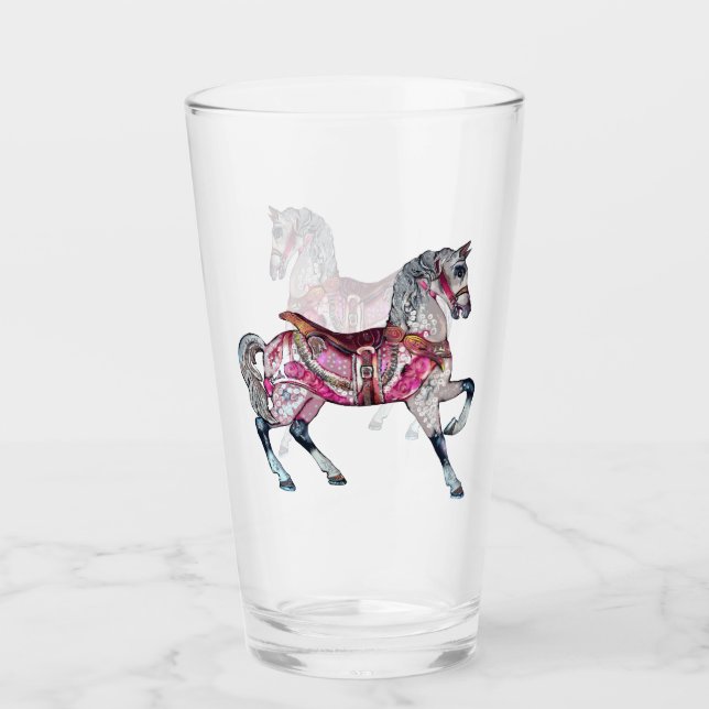 Tasse en verre de carrousel de cheval (Devant)