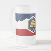 Tasse en verre dépoli avec le drapeau de l'Utah, É