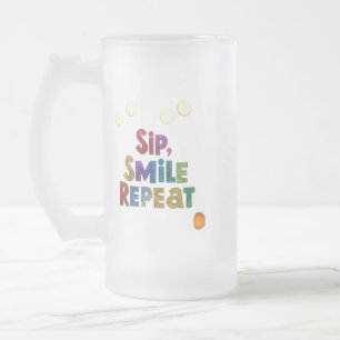 Tasse en verre dépoli 'Sip, Smile, Repeat' 16 oz