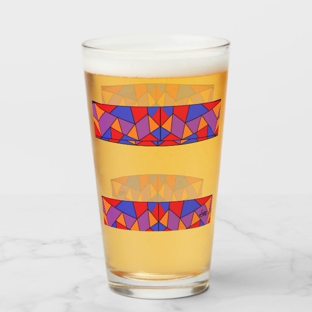 Tasse en verre : design abstrait (Devant (rempli))