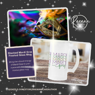 Tasse en verre givré à motif empilé Mardi Gras