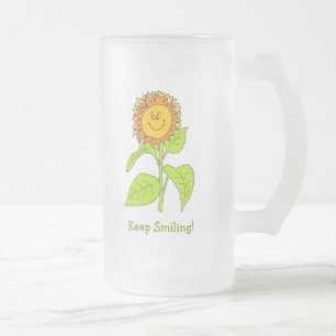 Tasse en verre givré avec la conception de sourir