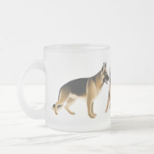 Tasse en verre givré de chiens de berger allemand