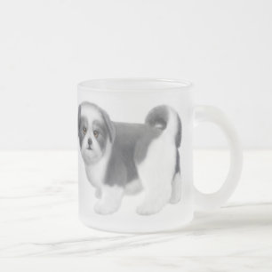 Tasse en verre givré de chiot de Shih Tzu