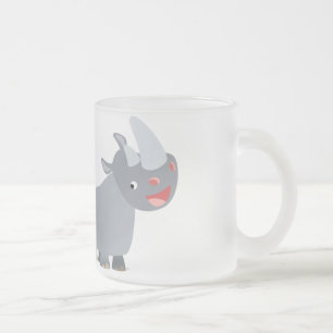 Tasse en verre givré de deux rhinocéros de bande