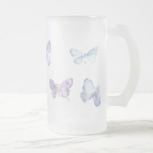 Tasse en verre givré de "papillons" (Droit)