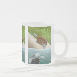 Tasse en verre givré de terrapins de dos en forme