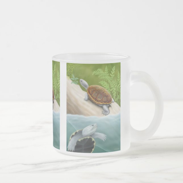Tasse en verre givré de terrapins de dos en forme (Droit)