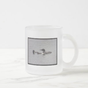 Tasse en verre givré Famille de huards capturant d