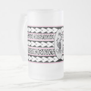 Tasse en verre glacé. Tribal Ethnic/Rose