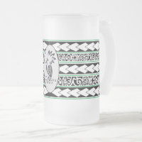 Tasse en verre glacé. Tribal Ethnic/Vert