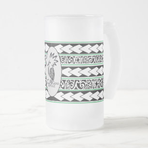 Tasse en verre glacé. Tribal Ethnic/Vert