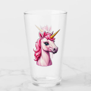 Tasse en verre Licorne Rose Fantaisie