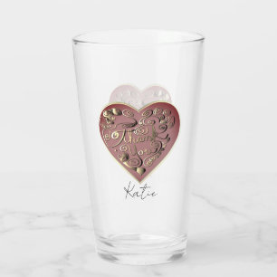 Tasse en verre "Merci" en forme de cœur